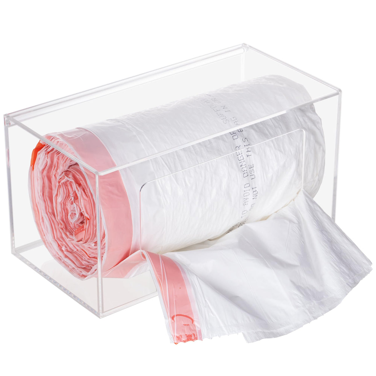 Nelspen Large Trash Bag Holder with Lid Wall Mount and Under Sink Stackable Clear Acrylic Cabinet Kitchen Organizer Storage Box Dispenser for Plastic Garbage Bags Grocery Bag Roll Can Container