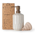Fun Elements Bathroom Soap Dispenser 16 Oz Luxurious Hand soap Dispenser for Bathroom Ceramic Liquid Soap Dispenser for Bathroom Countertop with Plastic Pump Silicone Funnel (Wooden Color Pump)