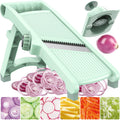 5-in-1 Adjustable Mandolin Slicer with Stainless Steel Blades Julienne Slicer Adjustable Thickness 0.1-10mm Safe Mandoline Food Slicer for Kitchen Multifunctional Vegetable Slicer Cucumber Slicer