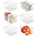 Lifemaster Multi-purpose Refrigerator Bins - 6 pieces Large Capacity Stackable Fridge Bin Organizer with Easy Grip Handles - Clear