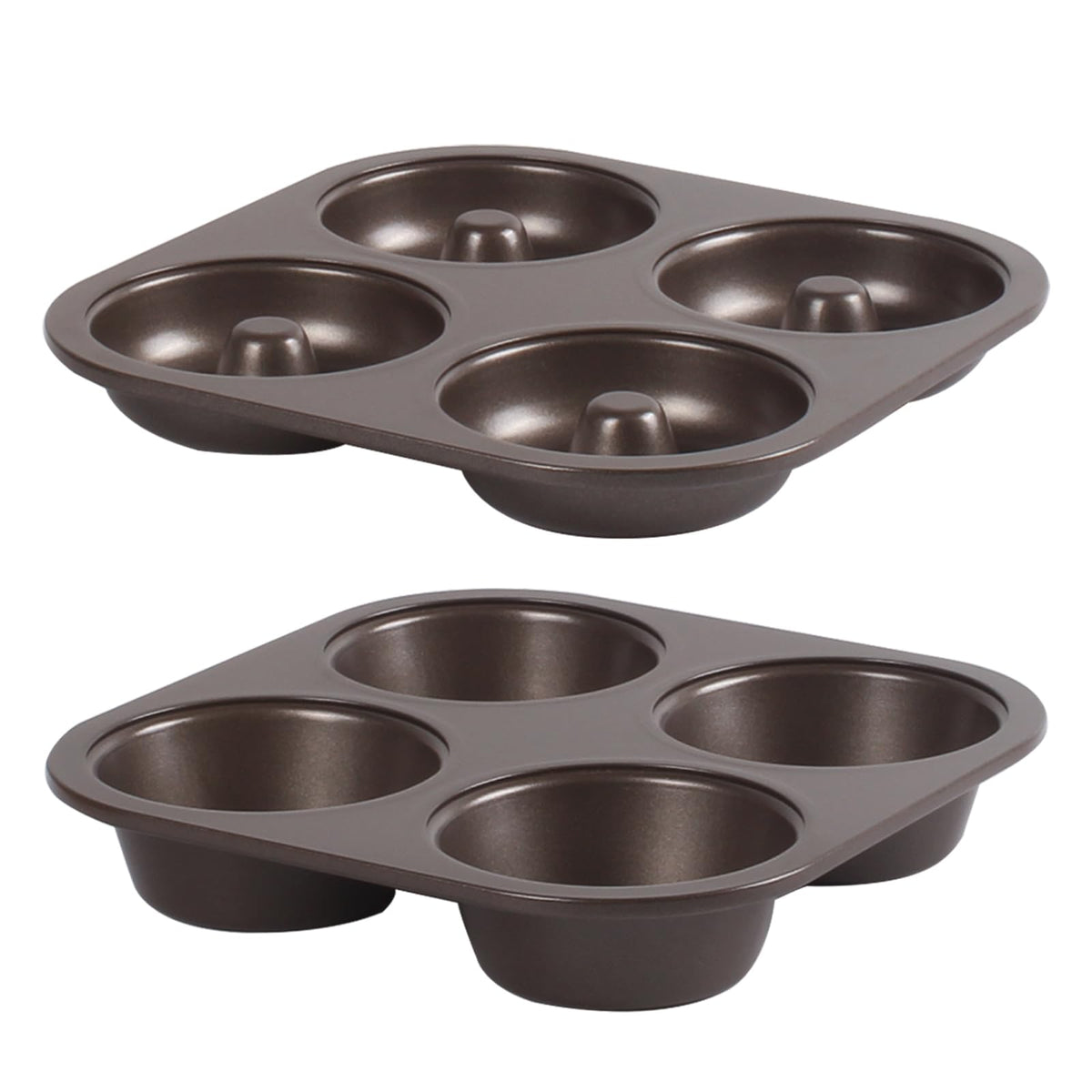 wivplik Air Fryer Baking Pan Set (2 Pieces) –4 Cup Muffin PanBagel Pan –Make Cupcake and Donut for Air Fryer–Premium Nonstick–Small Muffin Tin & 4 Hole Bagel Mold Non Toxic，Carbon Steel
