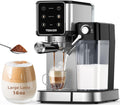 TENKER Espresso Machine 20 Bar Cappuccino Machine with Automatic Milk Frother Latte Machine in Stainless Steel Design 1350W Touchscreen Coffee Maker for Home and Office (Silver)