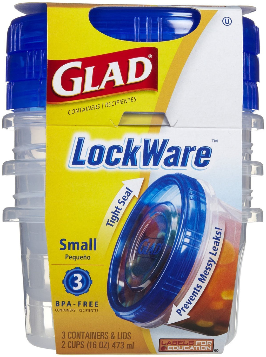 Glad LockWare Small Food Storage Containers 16 Ounces 3 Count