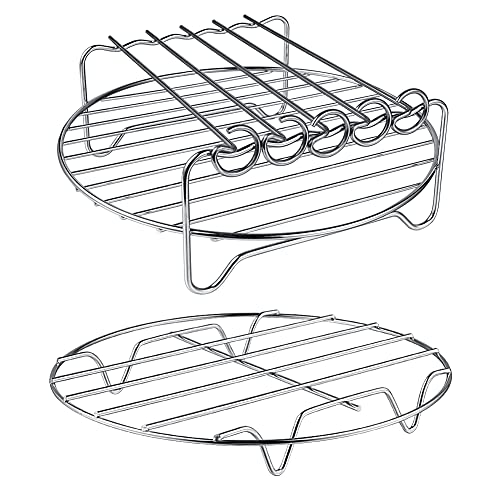 GQZ Air Fryer Rack XL Air Fryer Accessories Set Of 2 Double Layer Rack with Skewer Stackable Metal Holder