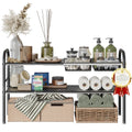 NETEL Under Sink Organizers and Storage 2 Tier Expandable Under Cabinet Organizer Shelf with 2 Baskets and 6 Panels Expandable Shelf for Cupboard Kitchen Bathroom Shoe Storage Rack