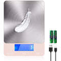 Food Scale -33lb Digital Kitchen Scale for Food Ounces Grams Rechargeable 306 Stainless SteelBatteries and Type-C Charging | Perfect for Meal Prep Cooking and Baking Pink
