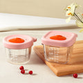 CUAIBB Baby Food Containers 2 Pack Baby Food Storage Containers 4.39 & 5.4 oz Glass Food Containers Leakproof Storage Jars with Breathable Holes Lids Pink - 130 & 160 ML