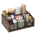 NOVIMANGO Coffee Bar Station Organizer Wooden Coffee Bar Accessories Organizer Rustic Coffee and Tea Condiment Organizer Coffee Condiment Organizer Holder Coffee Cup Holder for Counter