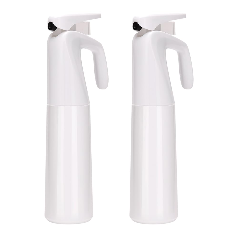 BARBERTOP 2 Pack Continuous Spray Bottle for hair - 10 Oz Ultra Fine Mist Sprayer | Water Spray Bottle For Hair Mister Spray Bottle | Hair Spray Bottles For Hairstyling Cleaning Salons (White)